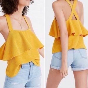 Madewell Texture & Thread Mustard Tiered Tank Top